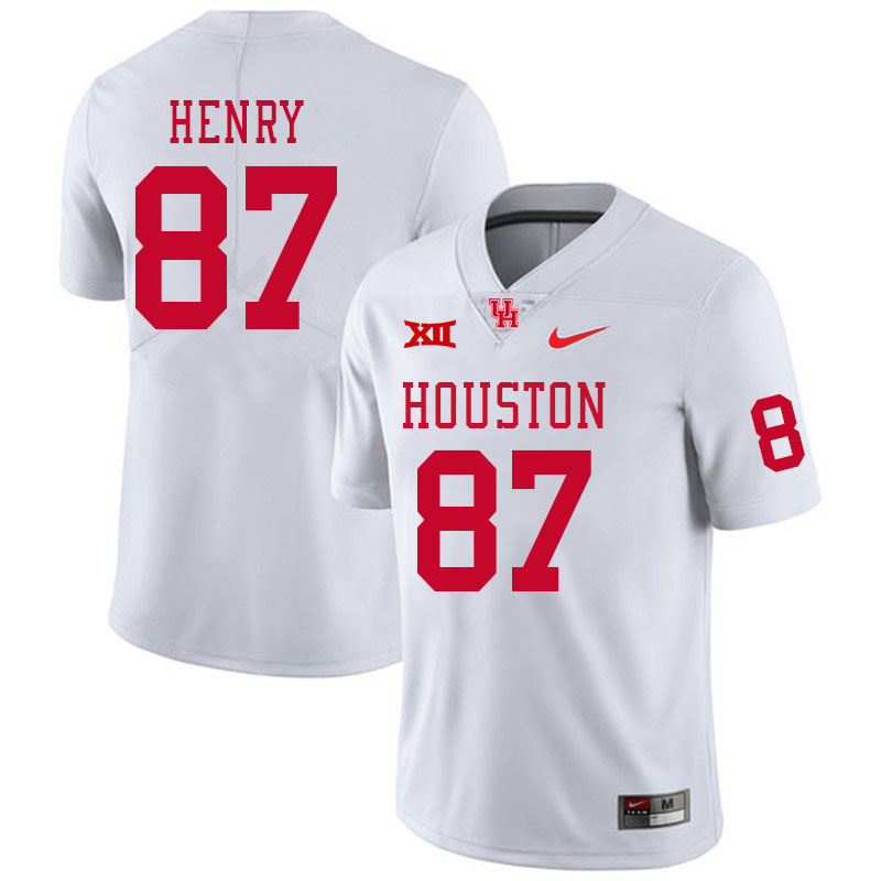 Men #87 Bryan Henry Houston Cougars Big 12 XII College Football Jerseys Stitched-White - Click Image to Close
